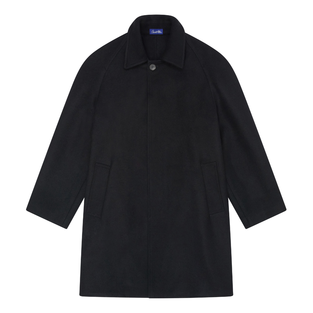 Black Wool Raglan Coat