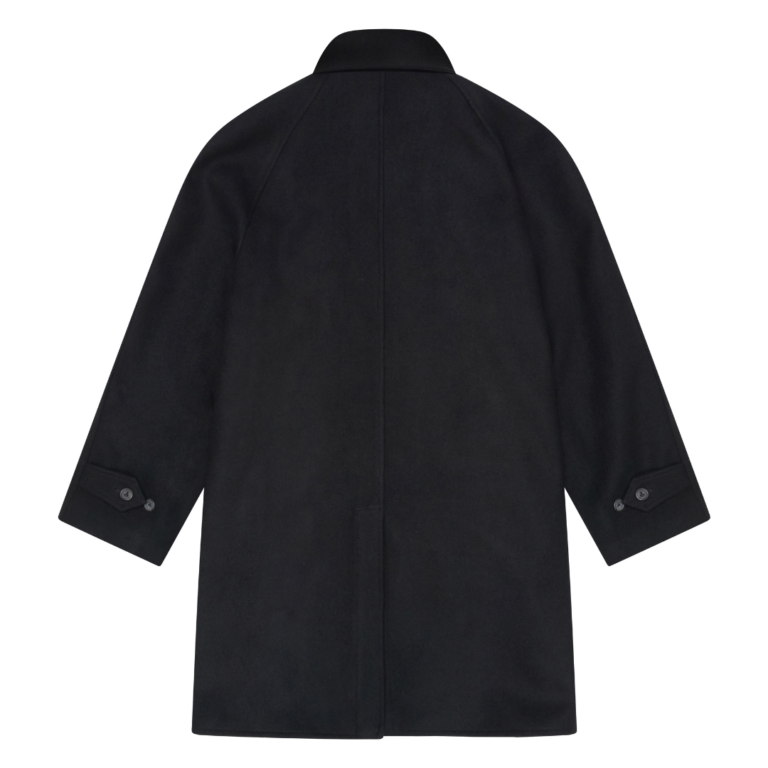 Black Wool Raglan Coat