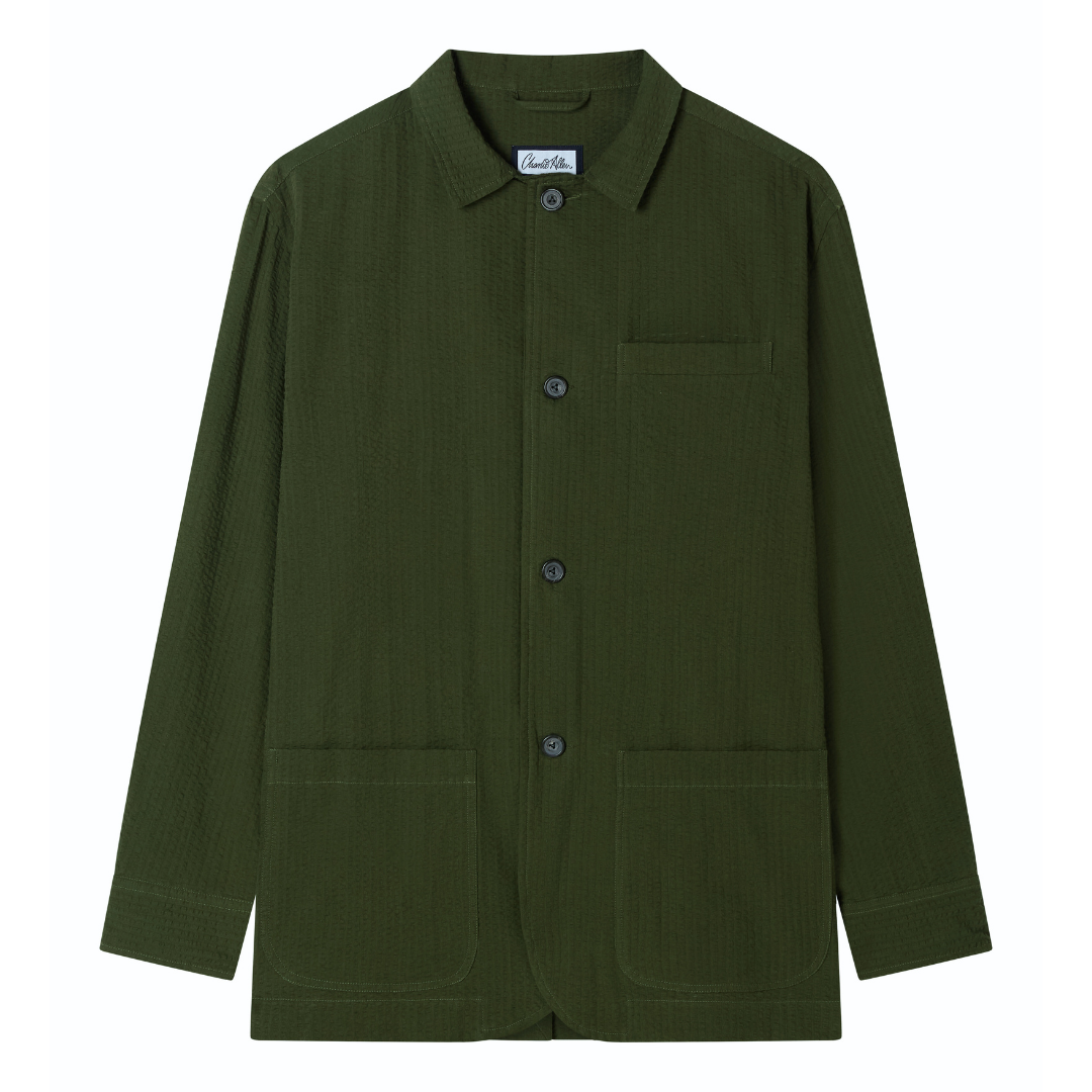 OLIVE SEERSUCKER GEMMELL CHORE JACKET