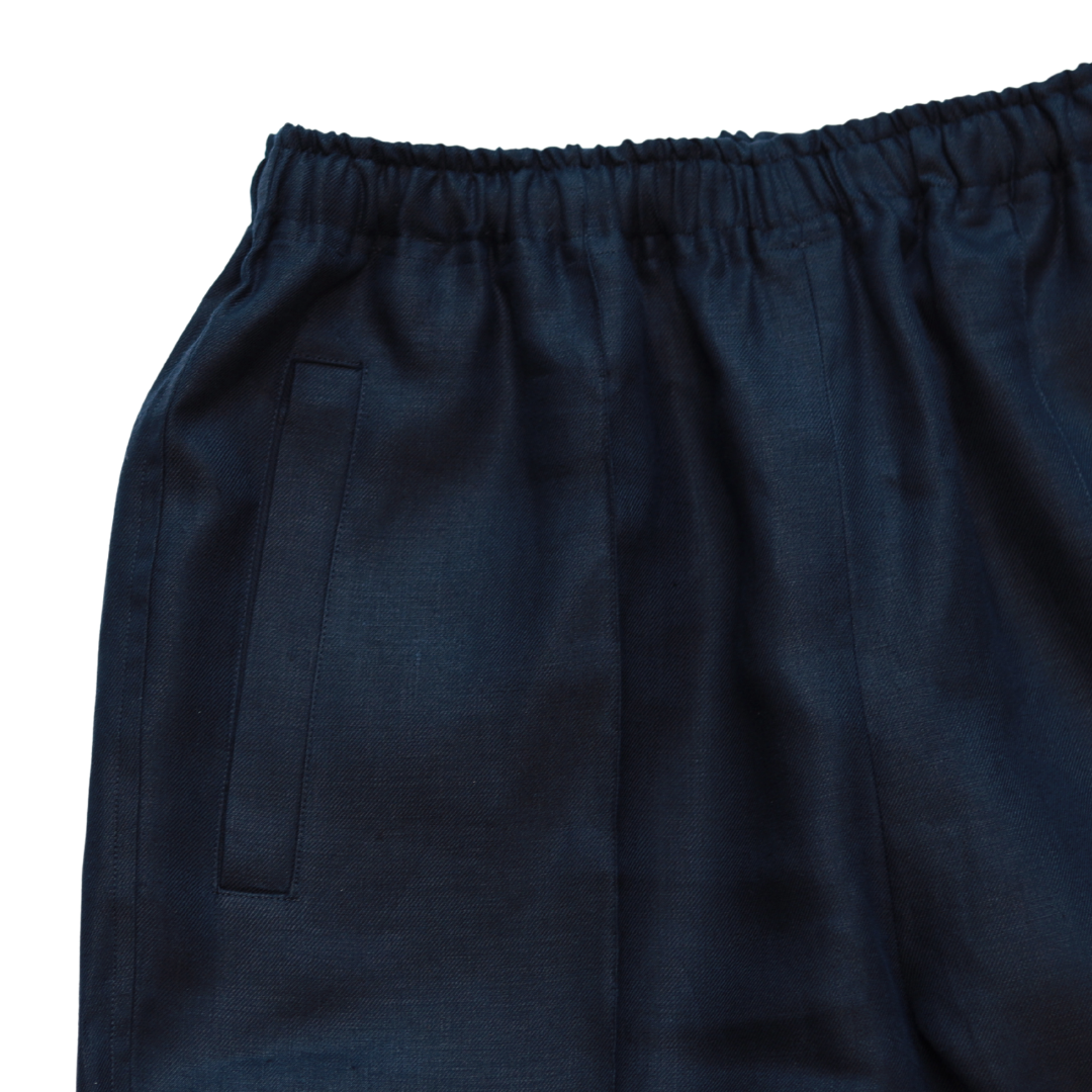 Navy Linen Drawstring Trousers