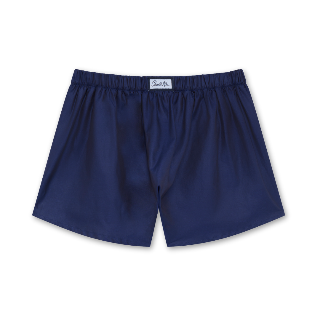 Cotton Sateen Boxer Shorts  Blue