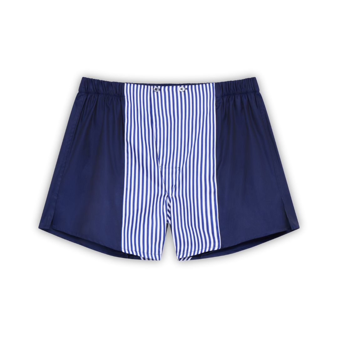Cotton Sateen Boxer Shorts  Blue