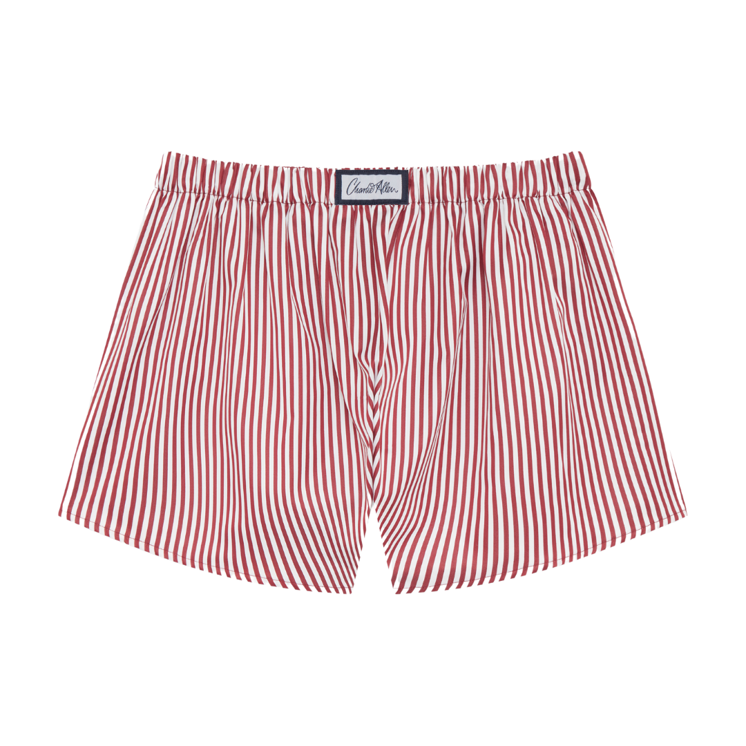 Cotton Sateen Boxer shorts  Maroon Stripe