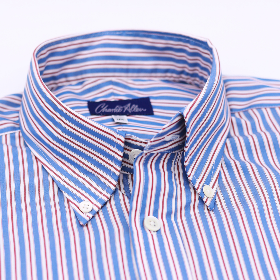 Blue stripe Cotton Sateen Button-down Shirt