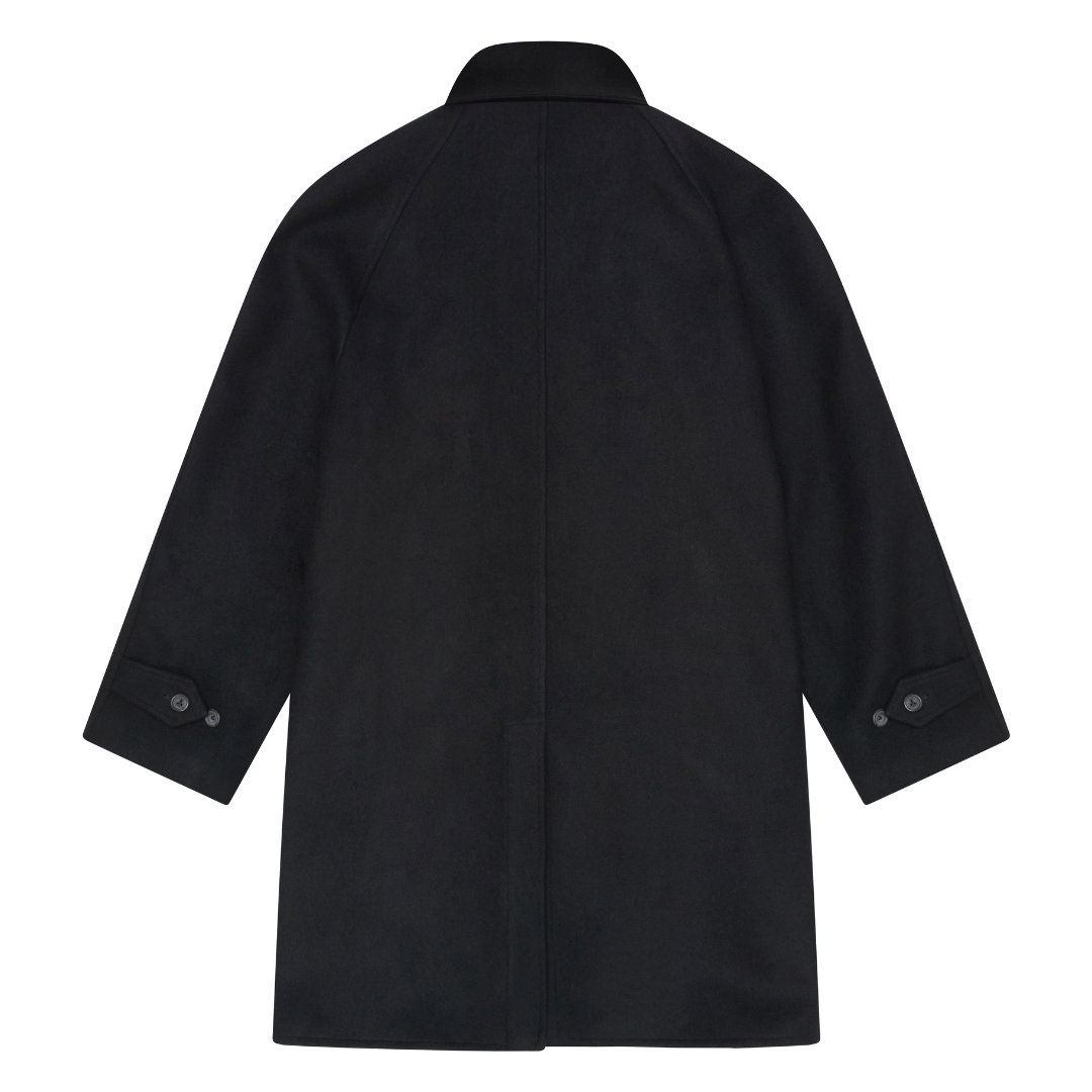 Black Wool  Raglan Coat