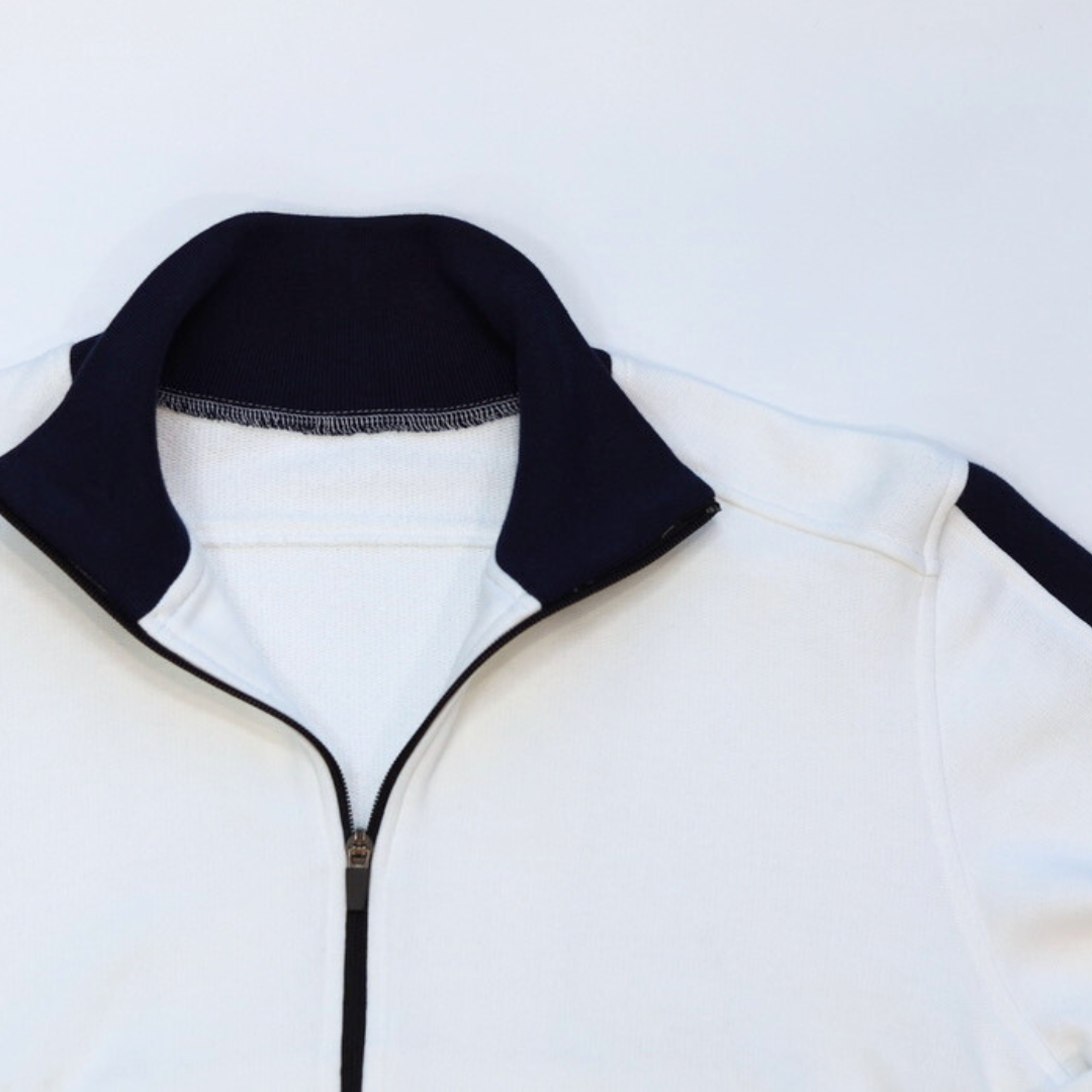 White and Blue Retro Anthem Jacket