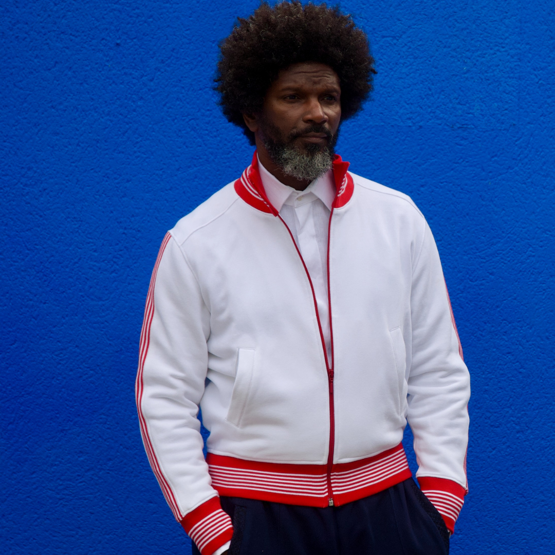 White and Red Retro Anthem Jacket