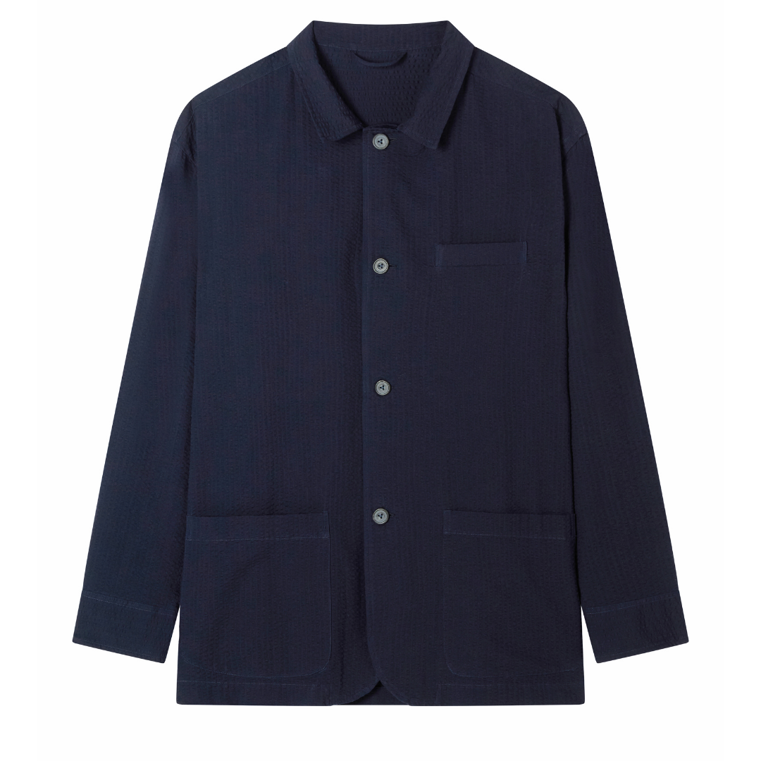 NAVY SEERSUCKER  GEMMELL CHORE JACKET