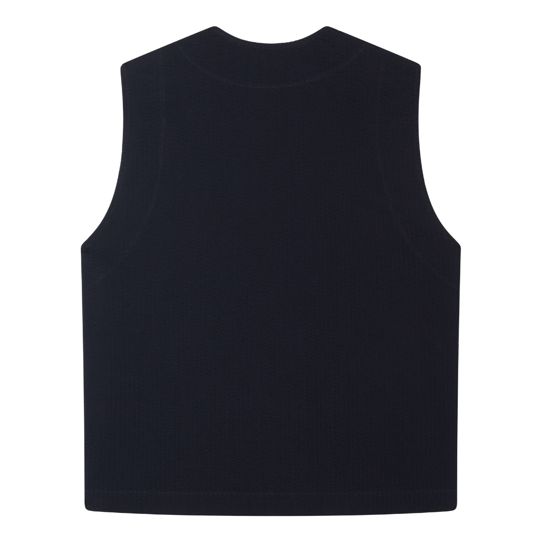 Navy Seersucker Vest