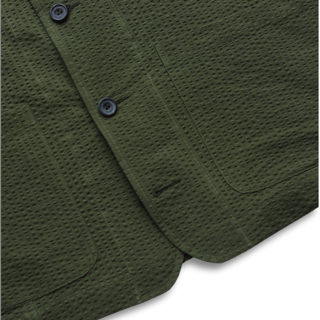 Olive Seersucker Vest