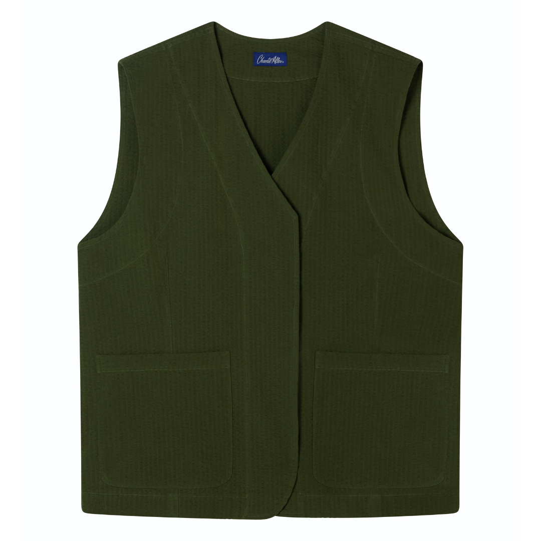 Olive Seersucker Vest