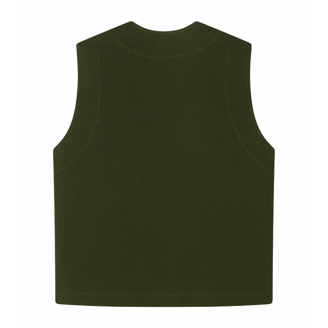 Olive Seersucker Vest