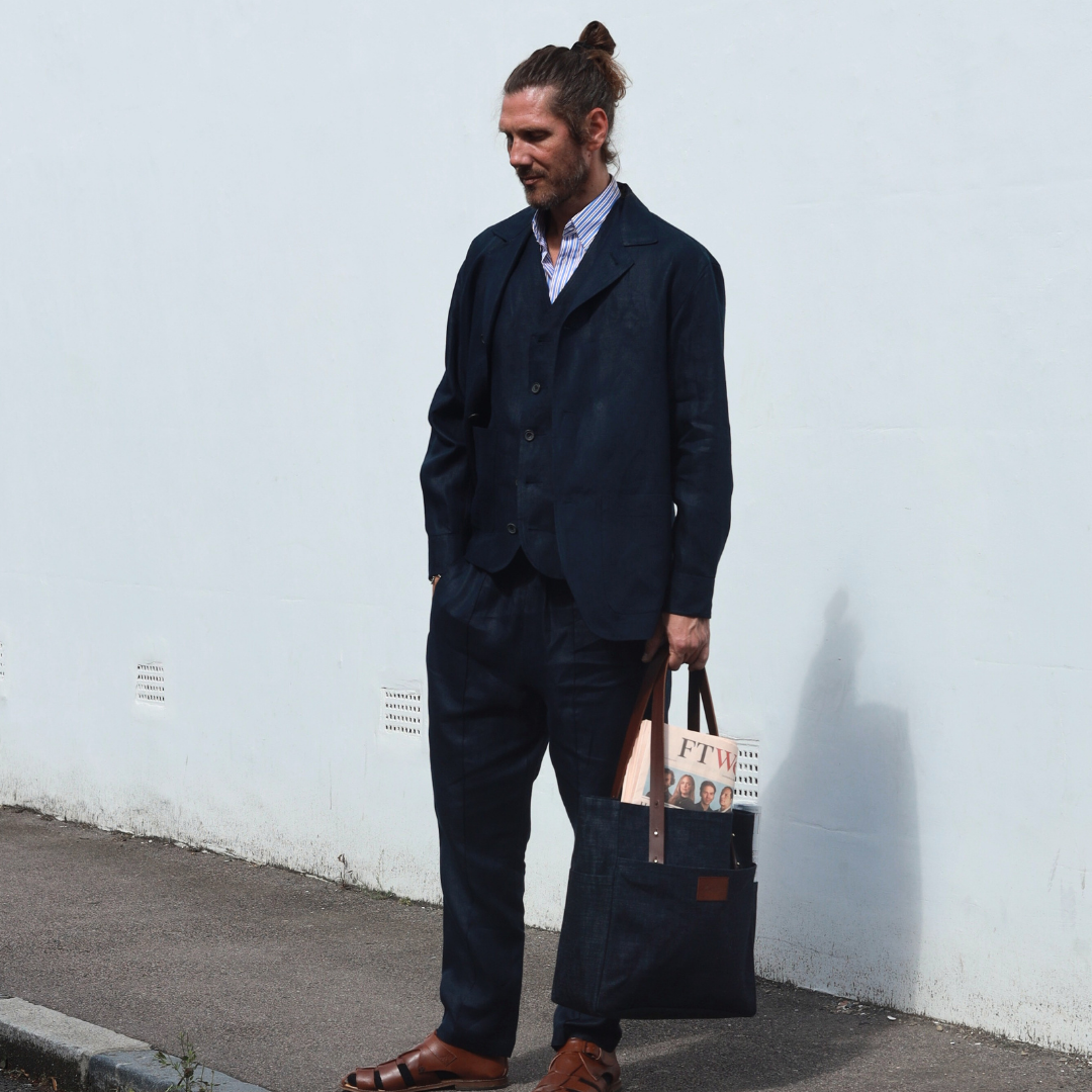 NAVY LINEN GEMMELL CHORE JACKET