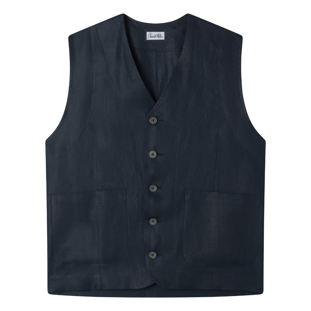 Navy Linen Vest