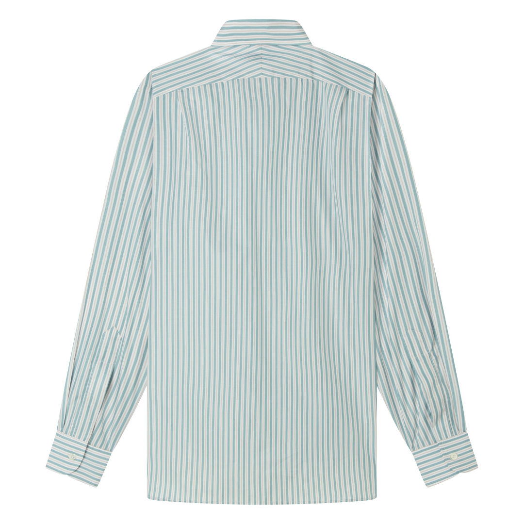 Peach and Sage Cotton Sateen Button-down Shirt