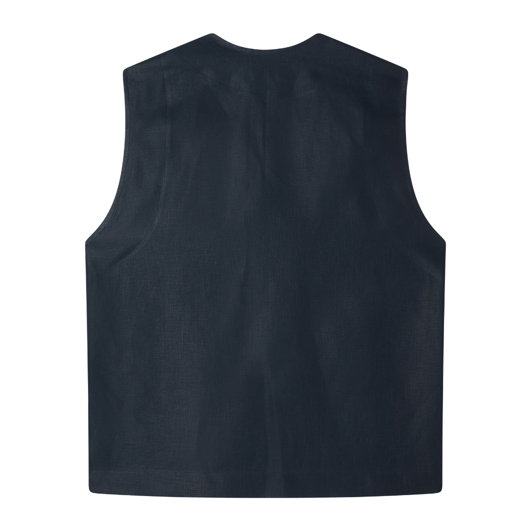 Navy Linen Vest