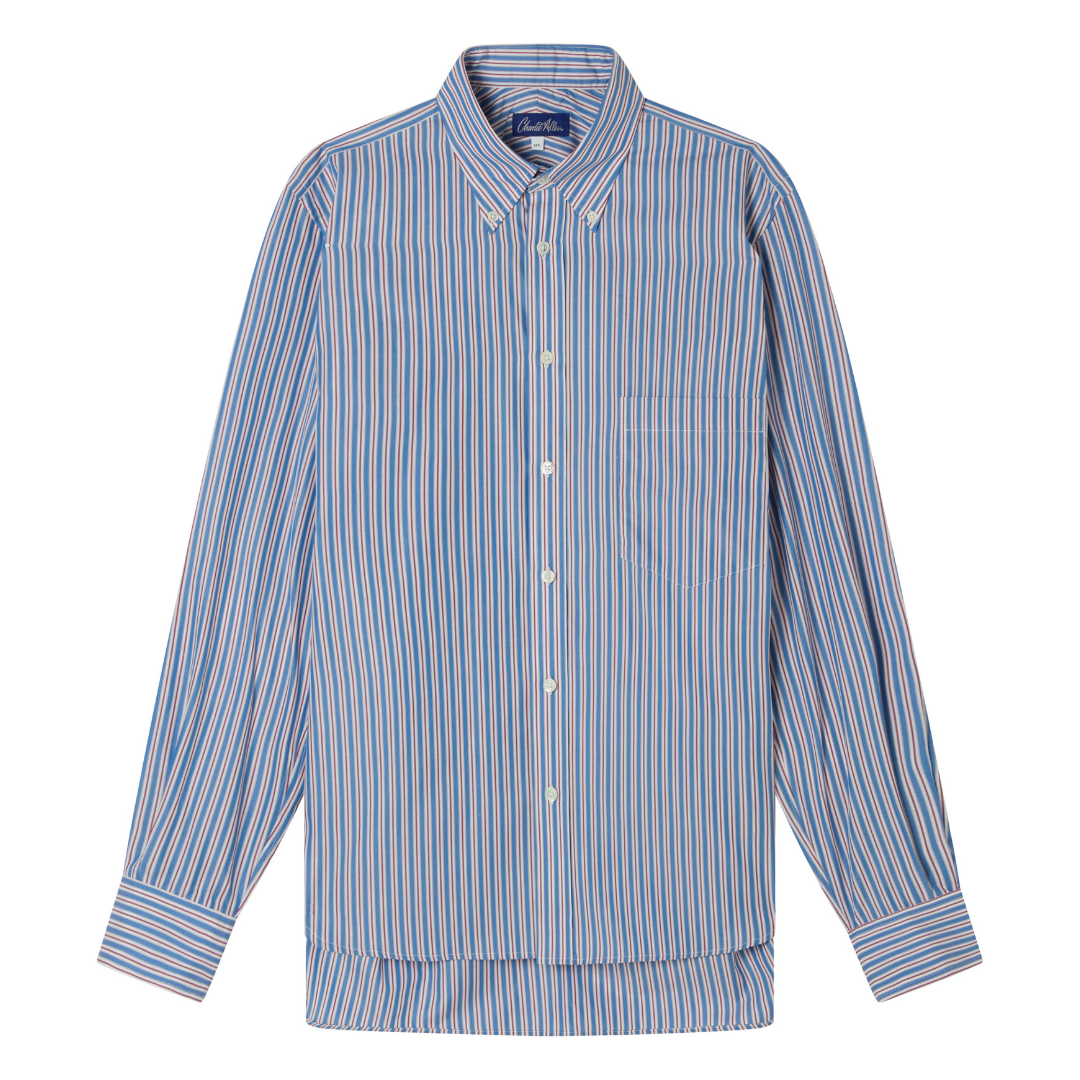 Blue stripe Cotton Sateen Button-down Shirt