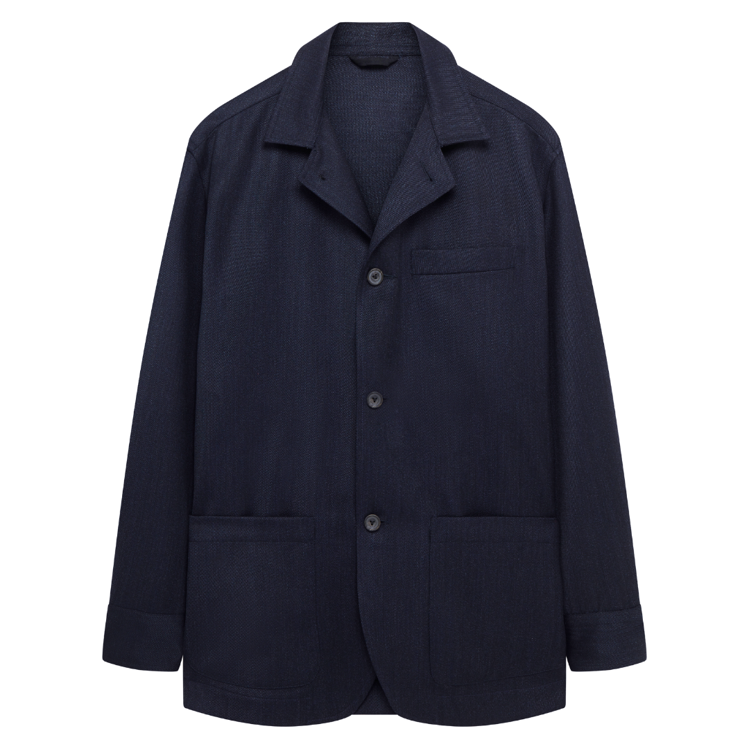 NAVY WOOL TWILL GEMMELL CHORE JACKET