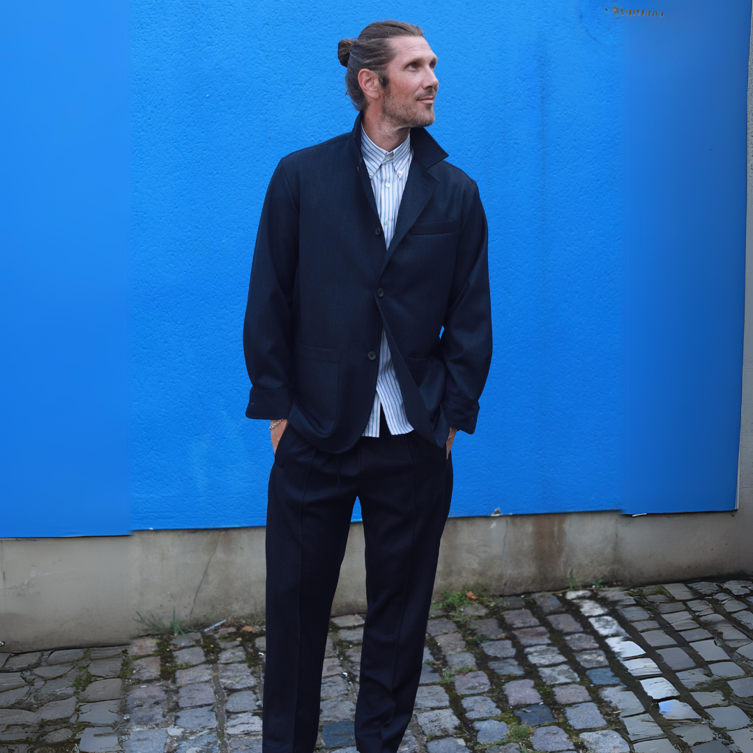 NAVY WOOL TWILL GEMMELL CHORE JACKET