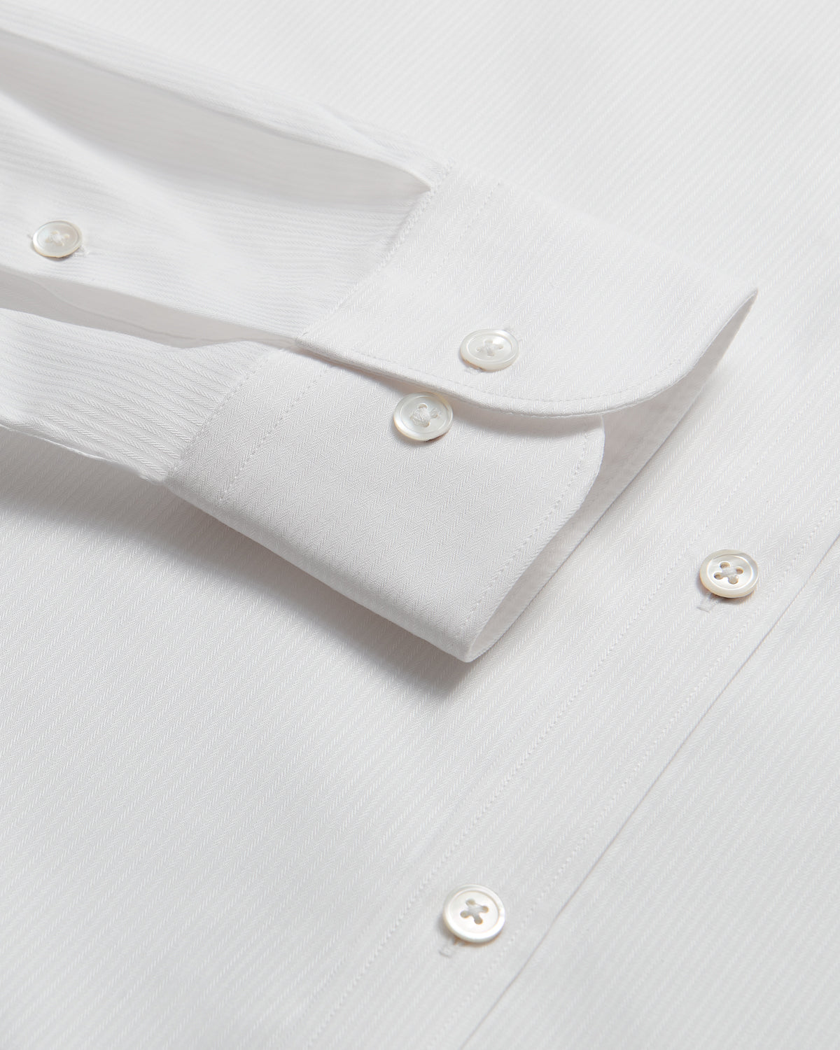 Herringbone Cotton Shirt - White