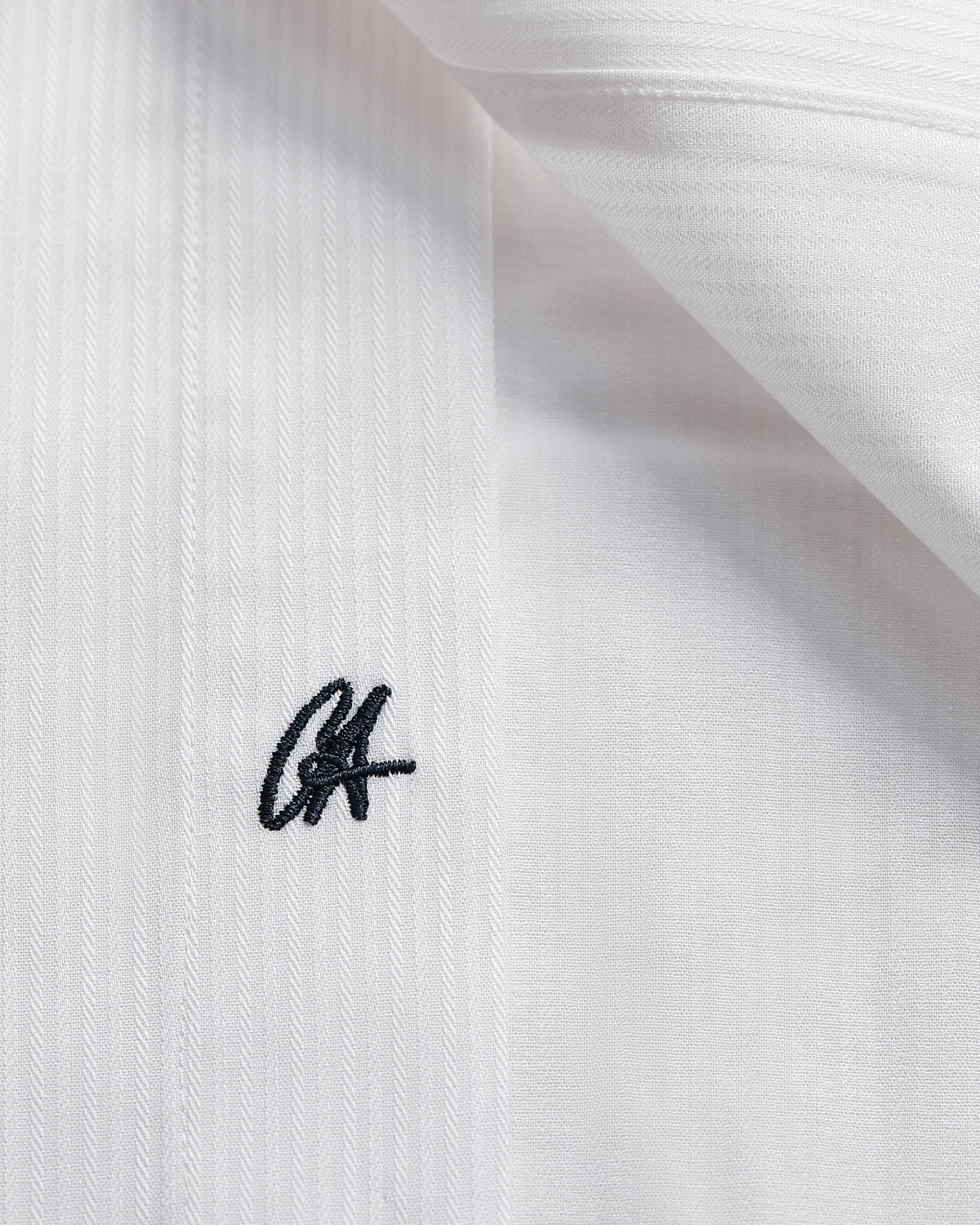 Herringbone Cotton Shirt - White