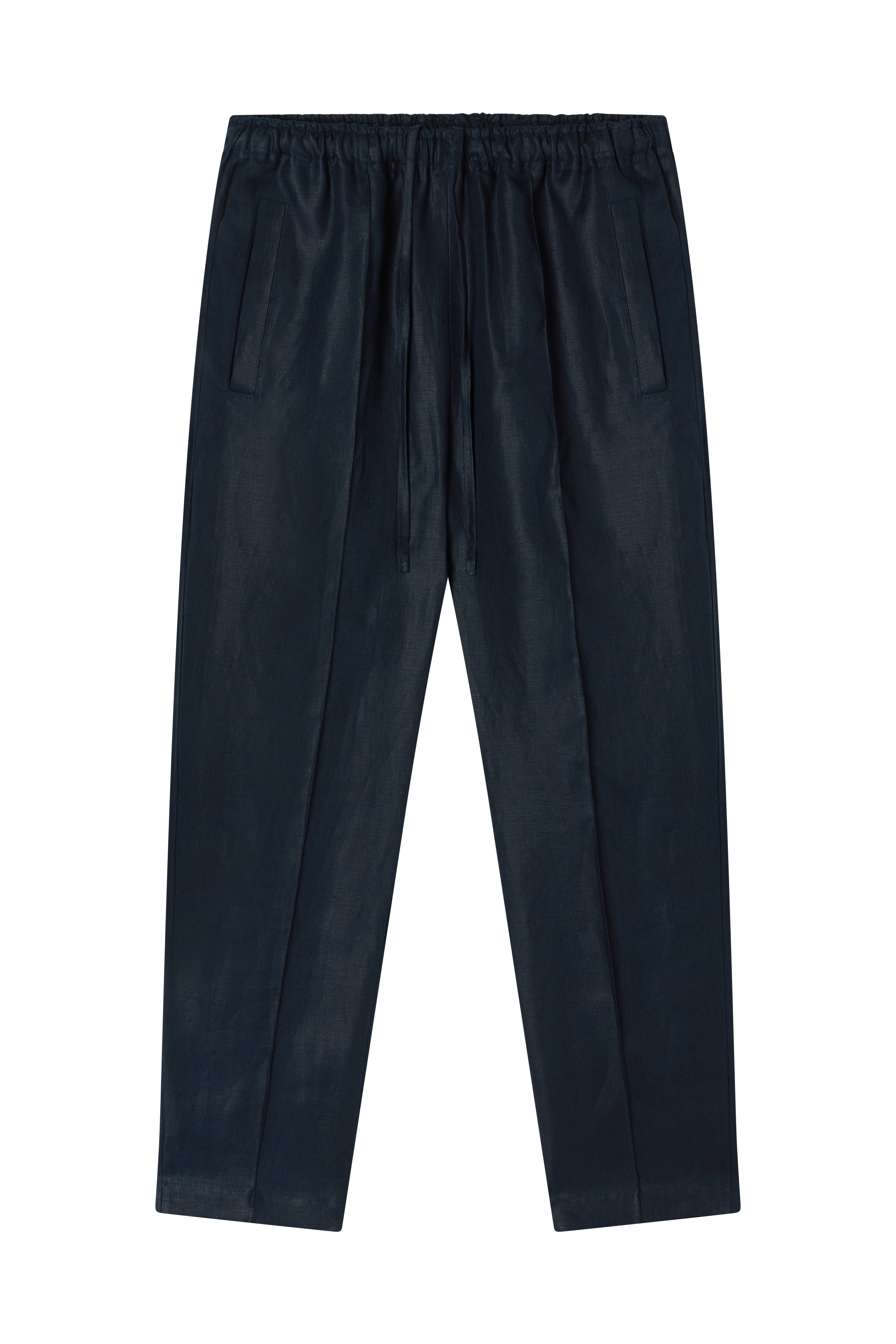 Navy Linen Drawstring Trousers