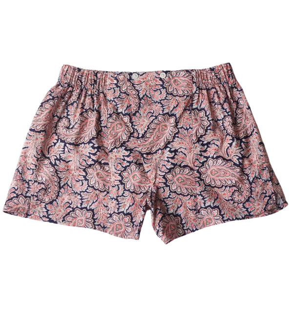 Swim shorts with floral Paisley motif beige